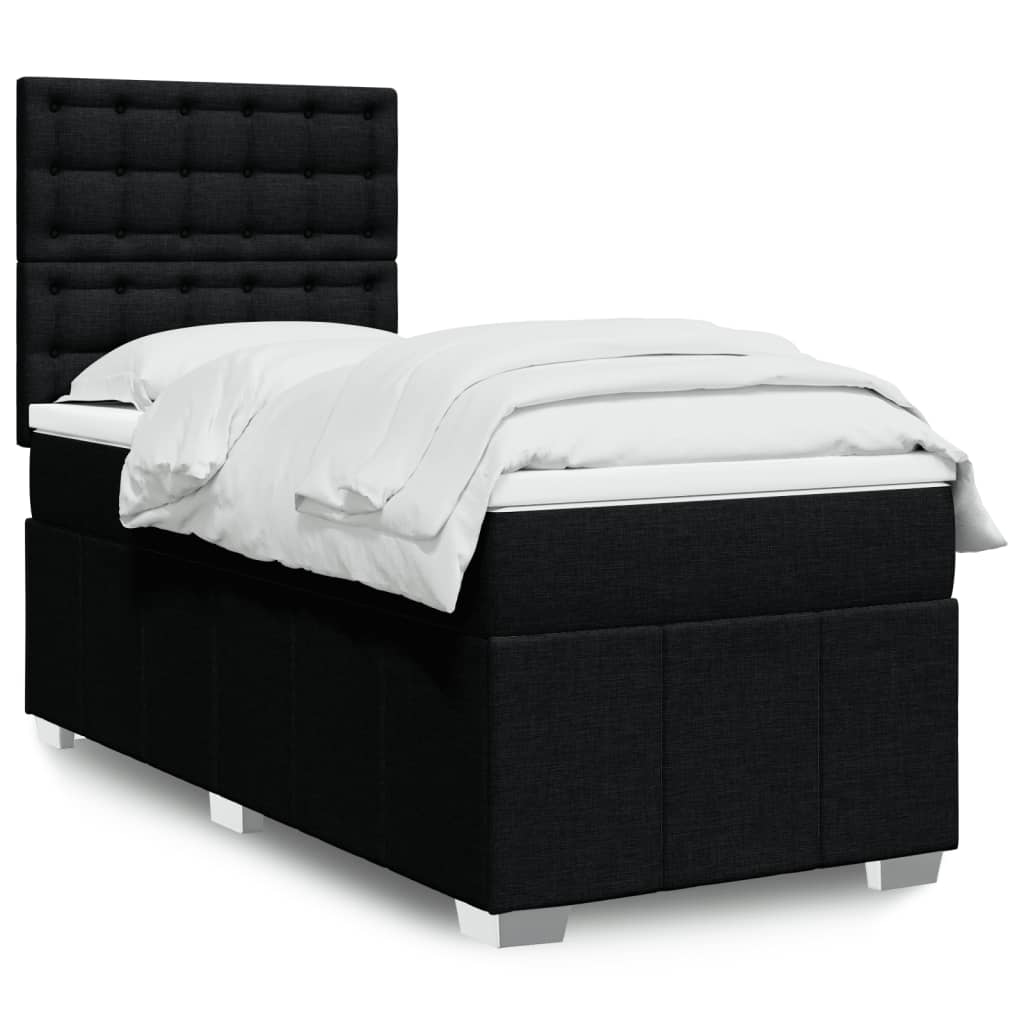 Levně vidaXL Box spring postel s matrací černá 100 x 200 cm textil