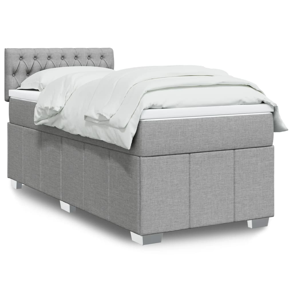 Levně vidaXL Box spring postel s matrací světle šedá 90x200 cm textil