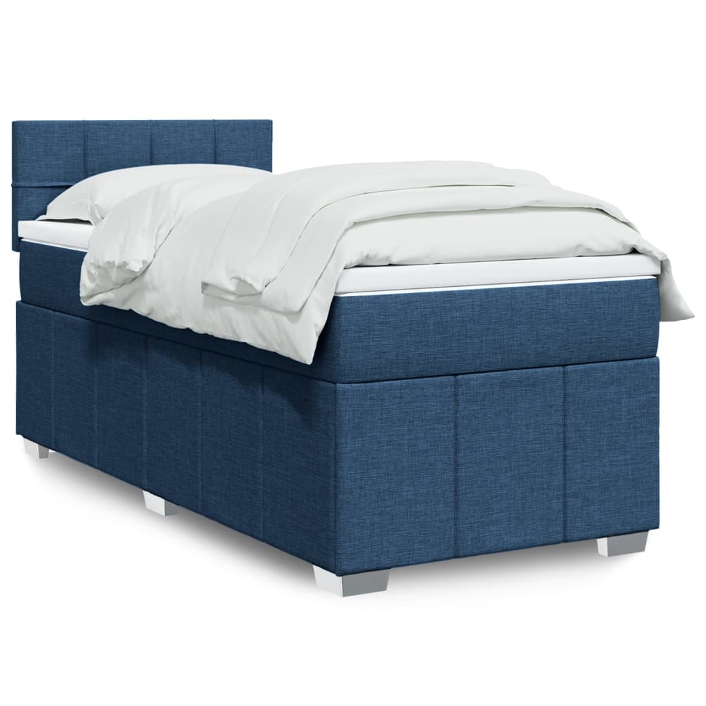 Levně vidaXL Box spring postel s matrací modrá 100 x 200 cm textil