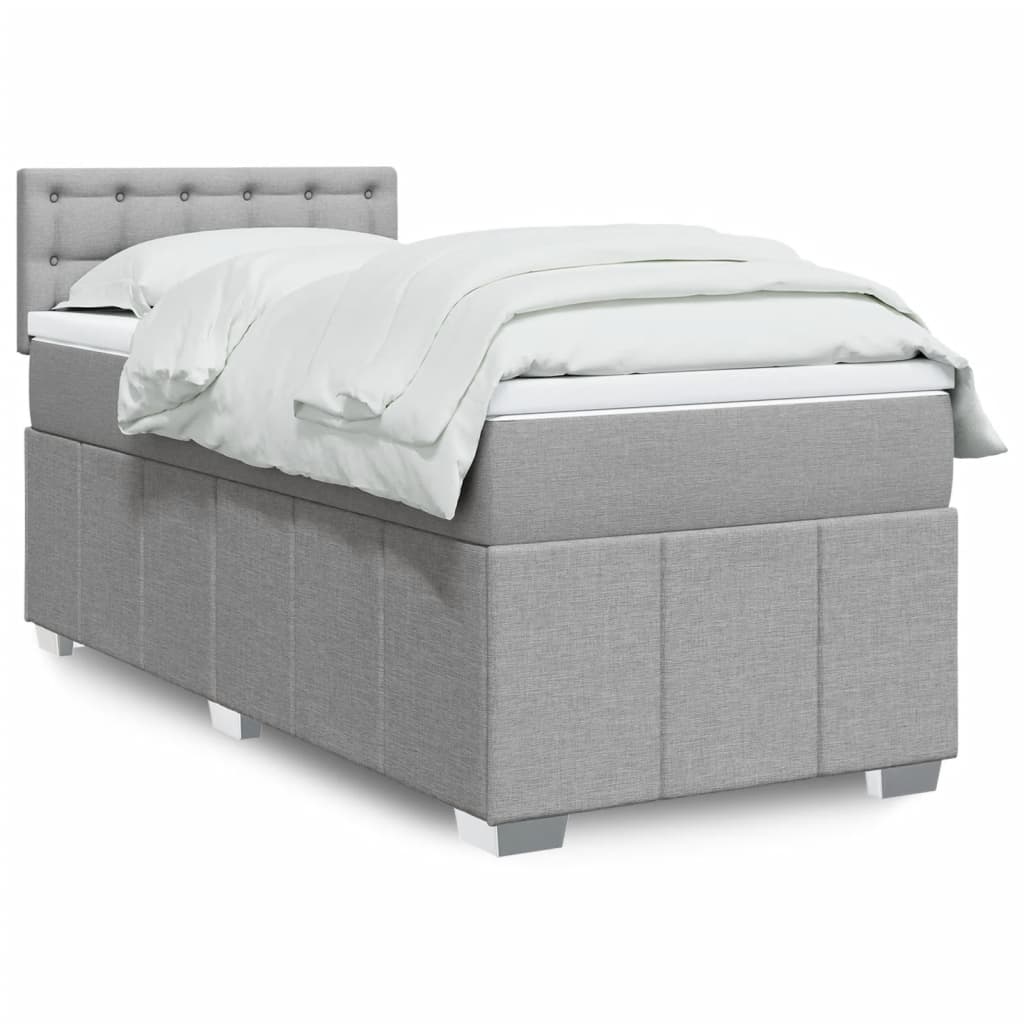 Levně vidaXL Box spring postel s matrací světle šedý 100 x 200 cm textil