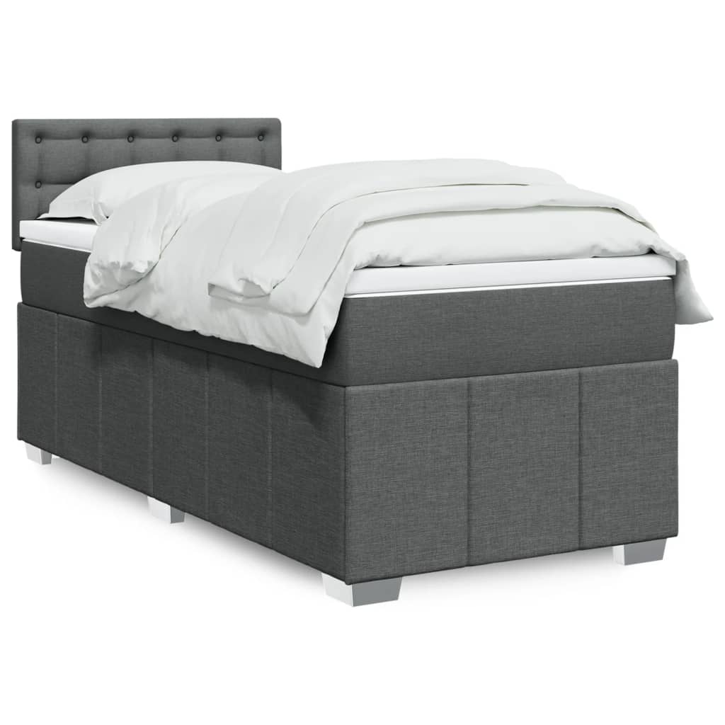 Levně vidaXL Box spring postel s matrací tmavě šedá 100 x 200 cm textil