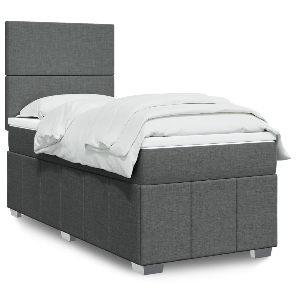 Levně vidaXL Box spring postel s matrací tmavě šedá 90x190 cm textil