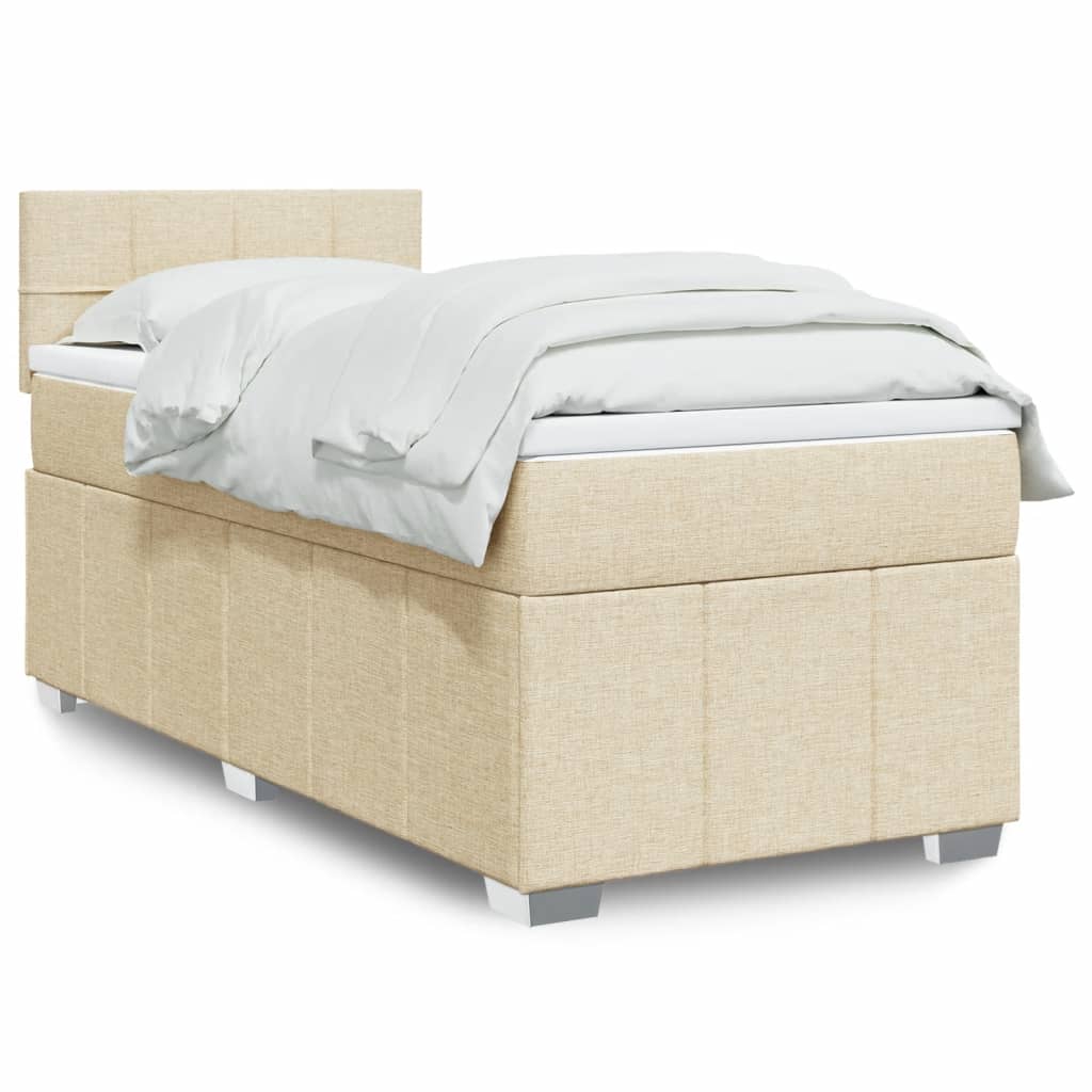 Levně vidaXL Box spring postel s matrací krémová 100 x 200 cm textil