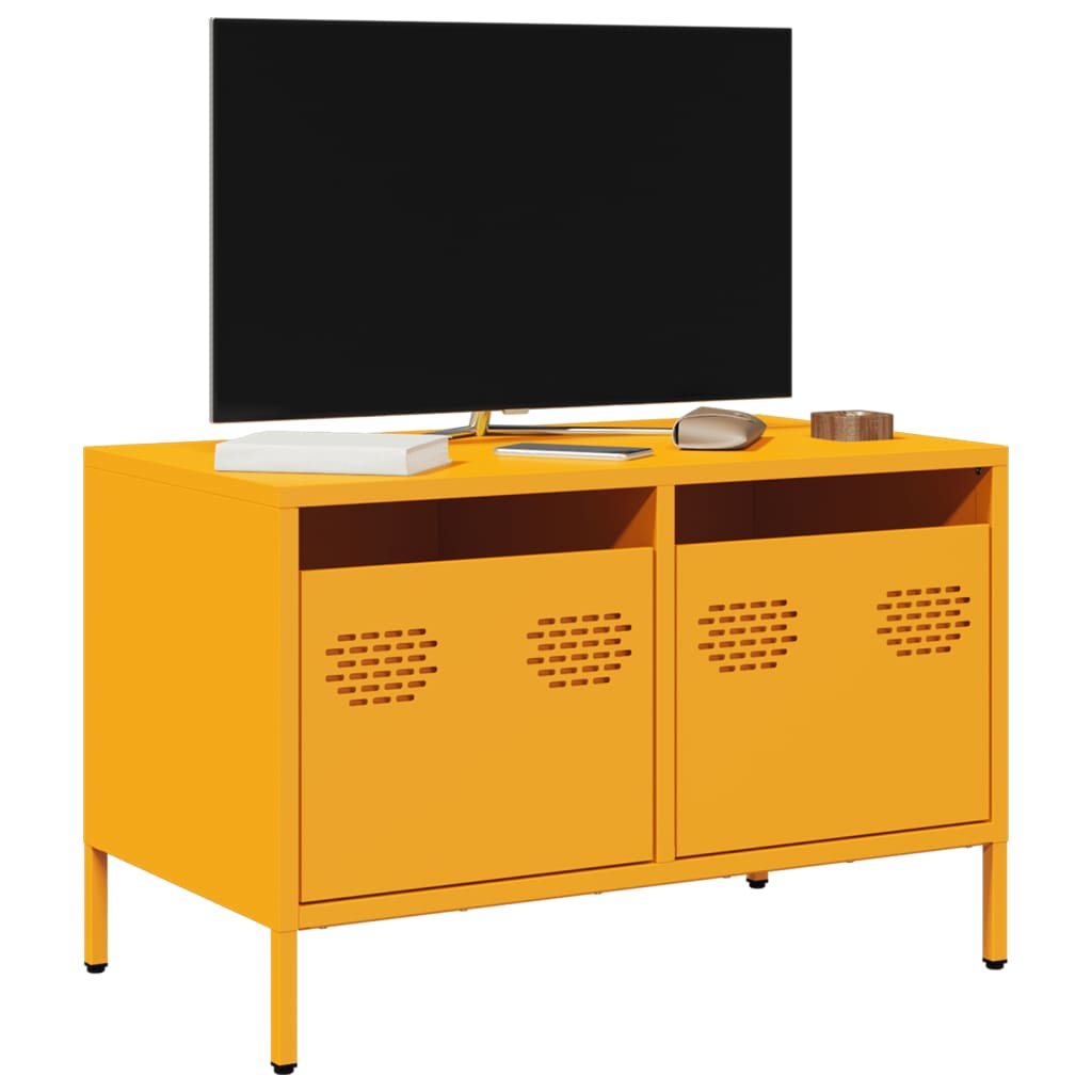 Levně vidaXL TV skříňka hořčicově žlutá 68 x 39 x 43,5 cm ocel