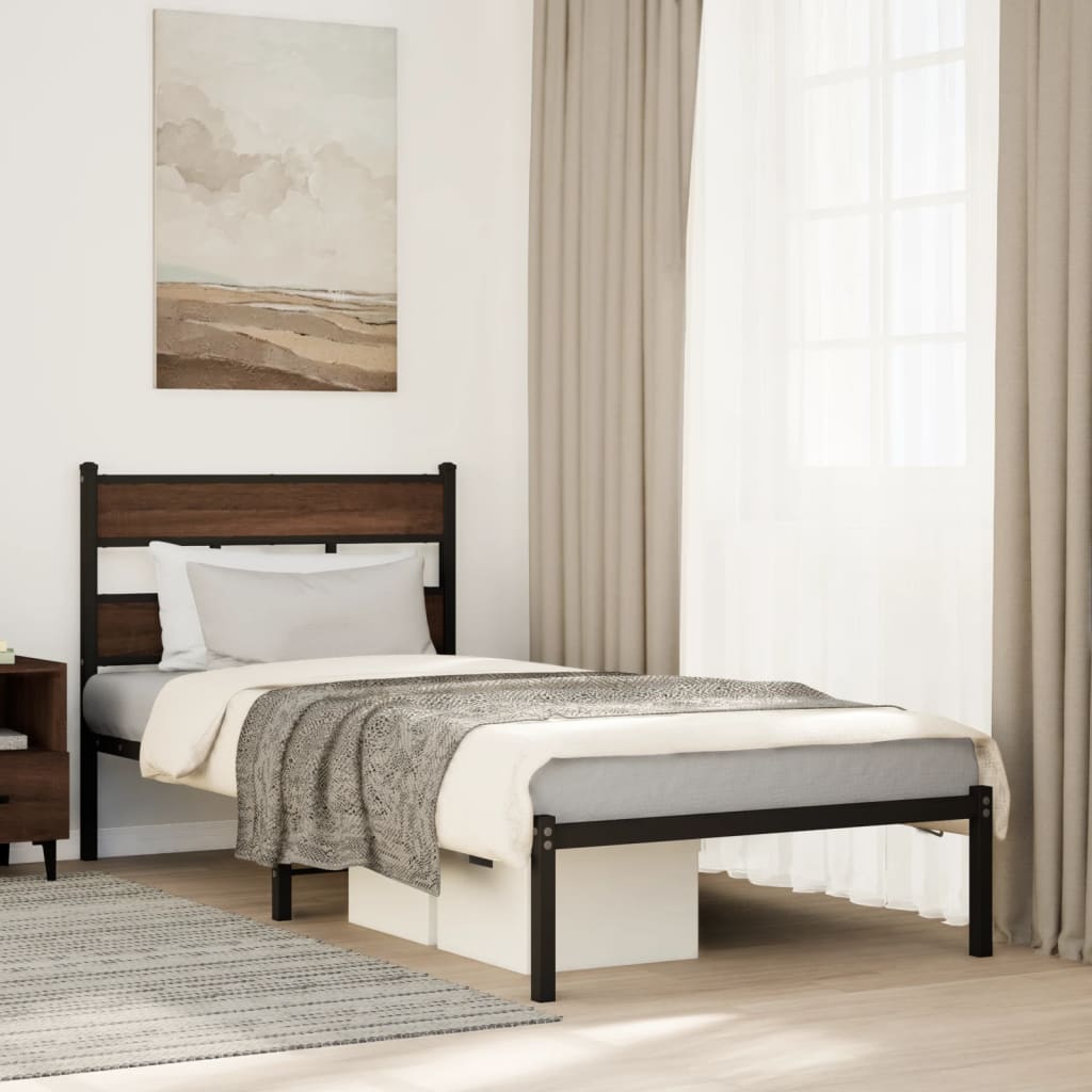 Levně vidaXL Postel bez matrace s čelem hnědý dub 100 x 200 cm