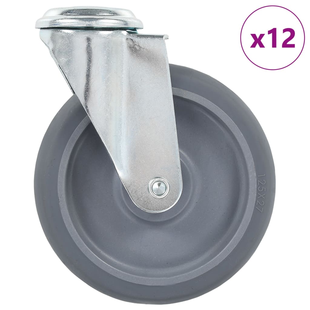 Levně vidaXL 12 ks otočná kolečka s otvorem pro šroub 125 mm