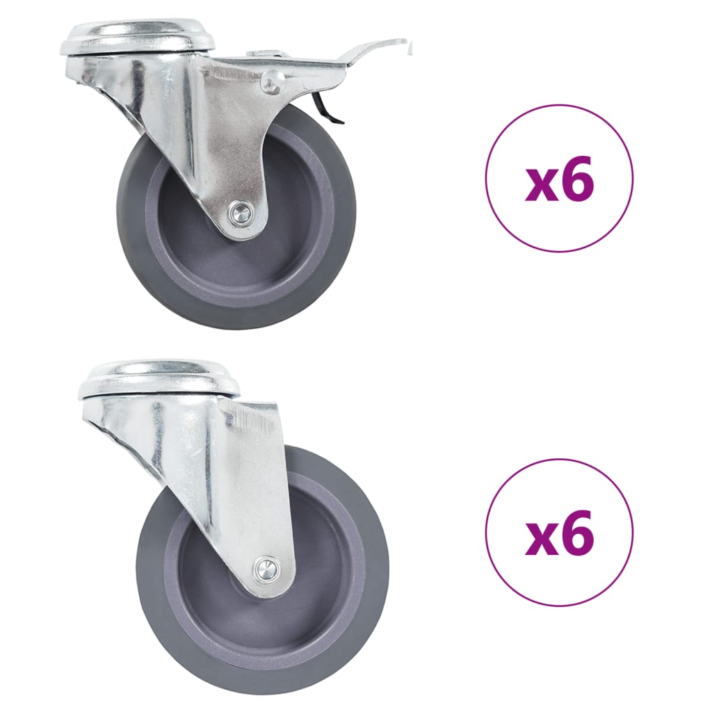 Levně vidaXL 12 ks otočná kolečka s otvorem pro šroub 75 mm