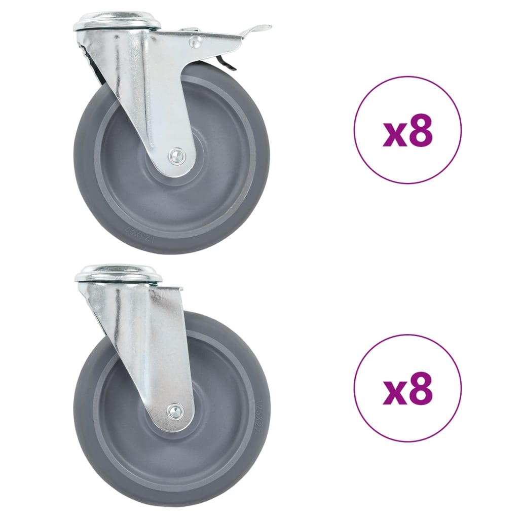 Levně vidaXL 16 ks otočná kolečka s otvorem pro šroub 125 mm