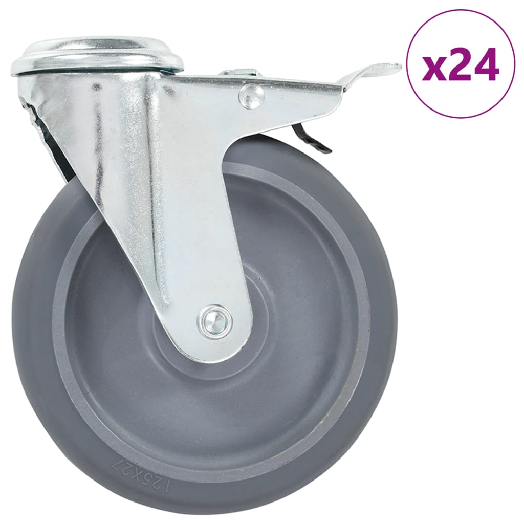 Levně vidaXL 24 ks otočná kolečka s otvorem pro šroub 125 mm