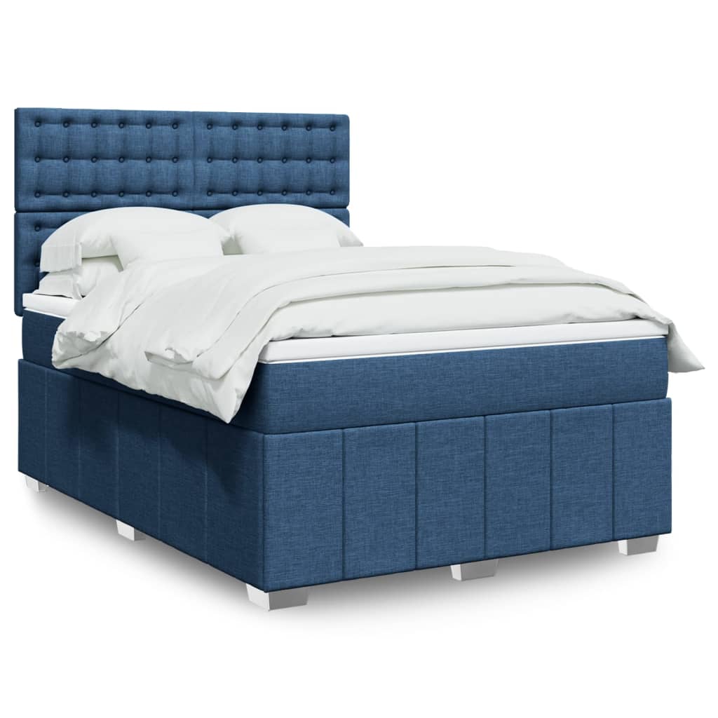 Levně vidaXL Box spring postel s matrací modrá 160x200 cm textil