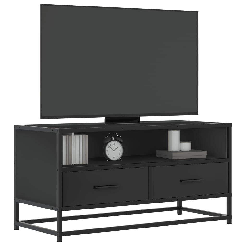 Levně vidaXL TV skříňka černá 80 x 34,5 x 40 cm kompozitní dřevo a kov