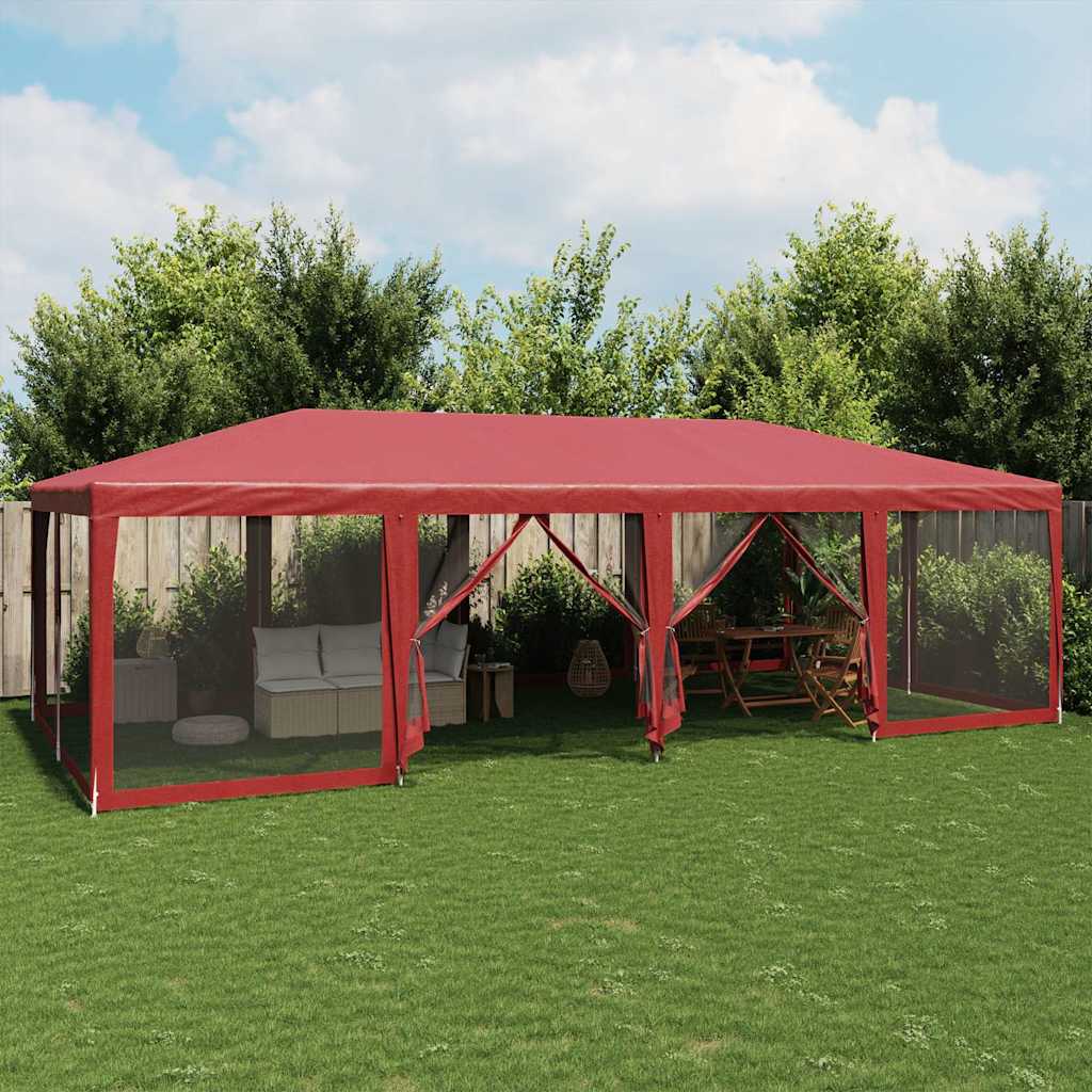 Levně vidaXL Party stan s 12 síťovanými bočnicemi červený 8 x 4 m HDPE