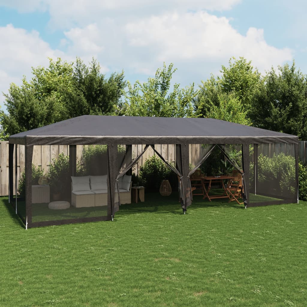Levně vidaXL Party stan s 12 síťovanými bočnicemi antracitový 8 x 4 m HDPE