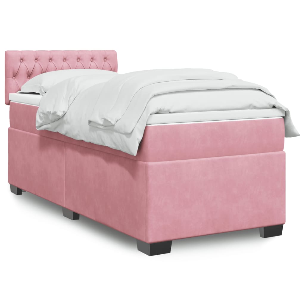 Levně vidaXL Box spring postel s matrací růžová 80 x 200 cm samet