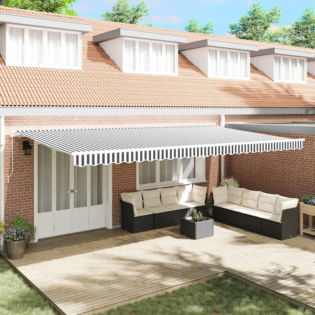 Levně vidaXL Ručně zatahovací markýza antracitová a bílá 600 x 300 cm