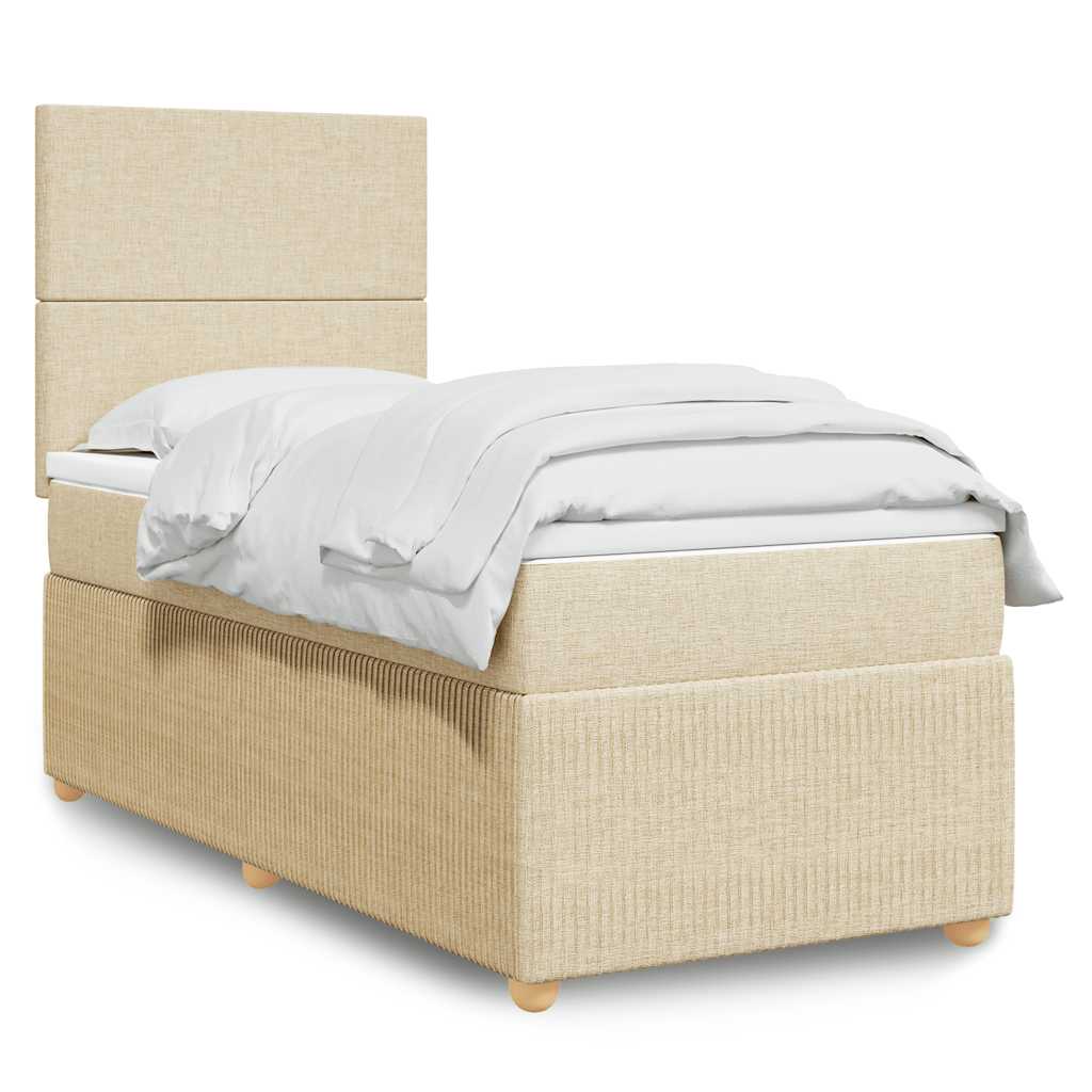Levně vidaXL Box spring postel s matrací krémová 90x200 cm textil