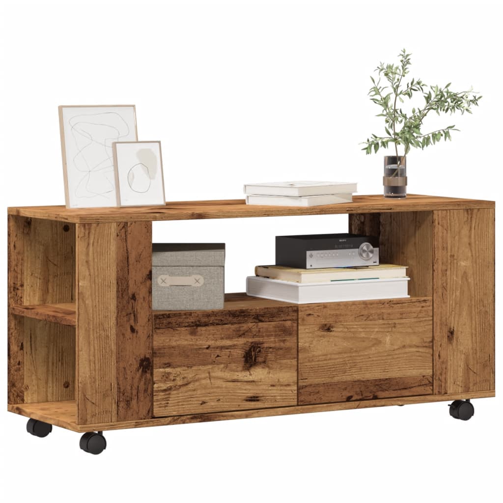 Levně vidaXL TV skříňka na kolečkách old wood 102 x 34,5 x 43 cm kompozit