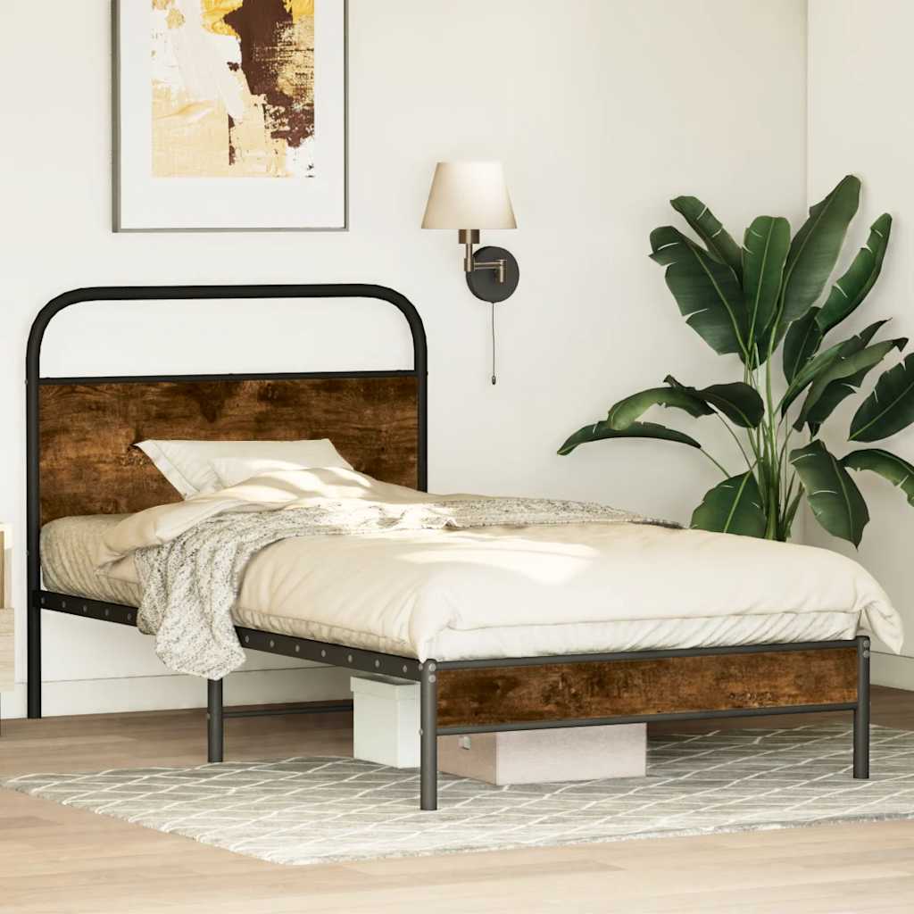 Levně vidaXL Rám postele bez matrace 90x200 cm kouřový dub kompozitní dřevo