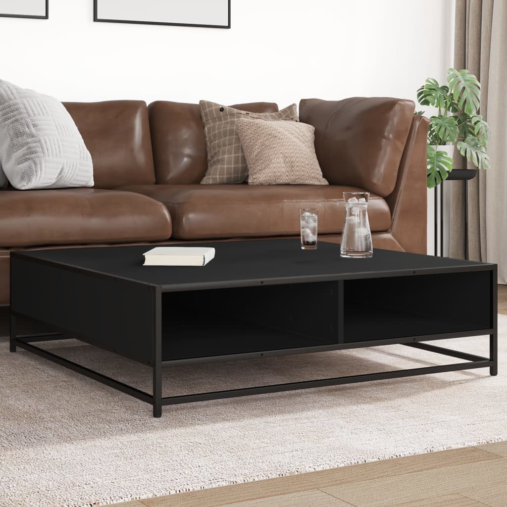 Levně vidaXL Konferenční stolek černý 100x100x30 cm kompozitní dřevo a kov