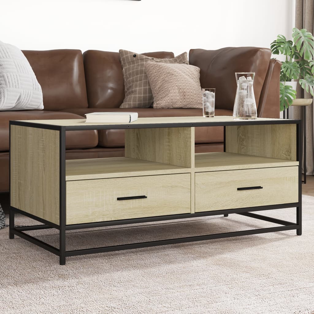 Levně vidaXL Konferenční stolek dub sonoma 100 x 50 x 45 cm kompozit a kov