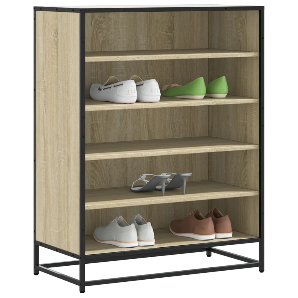 Levně vidaXL Botník dub sonoma 75 x 38 x 97,5 cm kompozitní dřevo a kov
