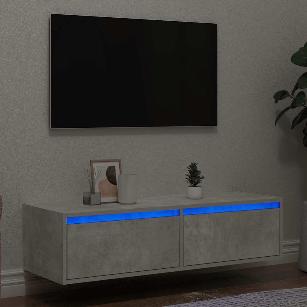Levně vidaXL TV skříňka s LED osvětlením betonově šedá 100X35,5x25 cm