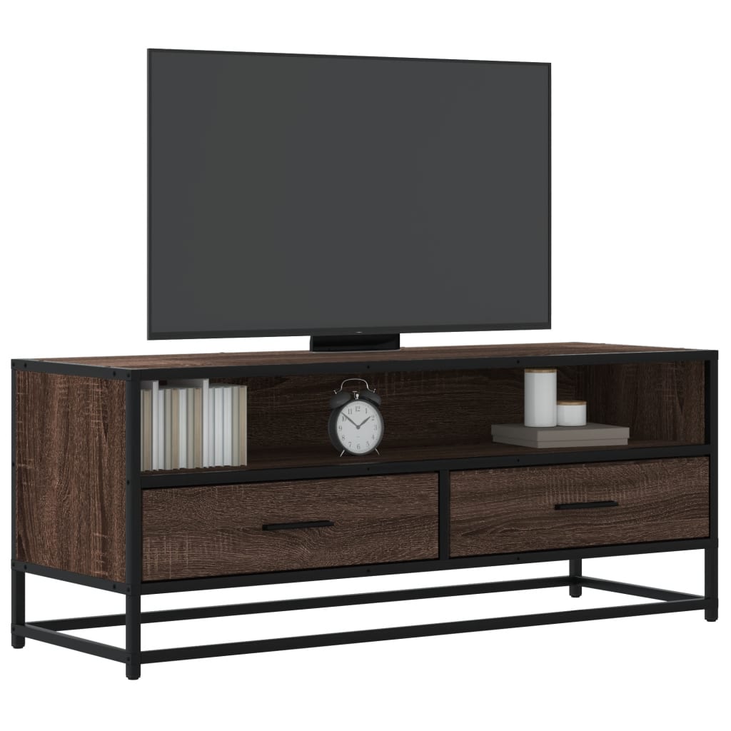 Levně vidaXL TV skříňka hnědý dub 100 x 34,5 x 40 cm kompozitní dřevo a kov