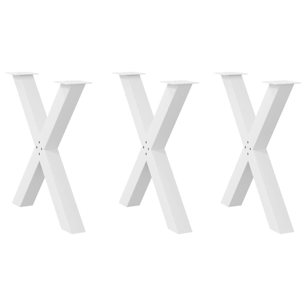 Levně vidaXL Nohy k jídelnímu stolu ve tvaru X, 3 ks, bílé, 80 x (72-73) cm, ocel