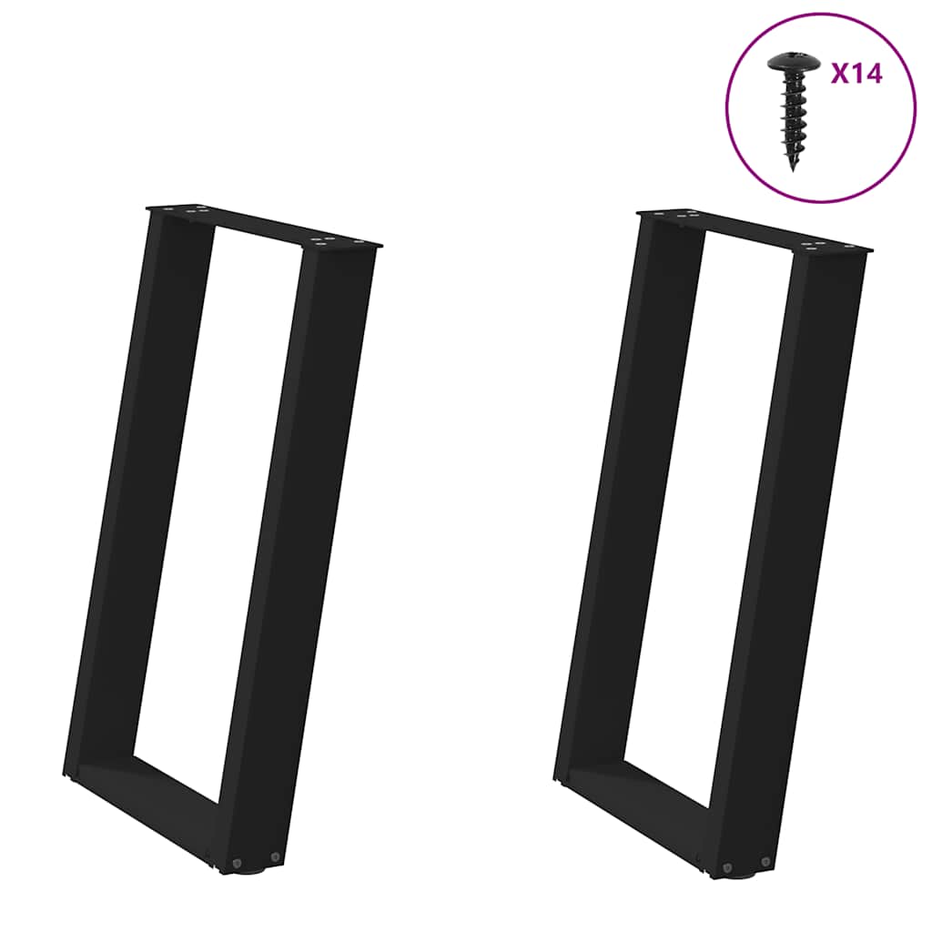 Levně vidaXL Nohy k jídelnímu stolu ve tvaru U, 2 ks, černé, 50 x (72-73) cm, ocel