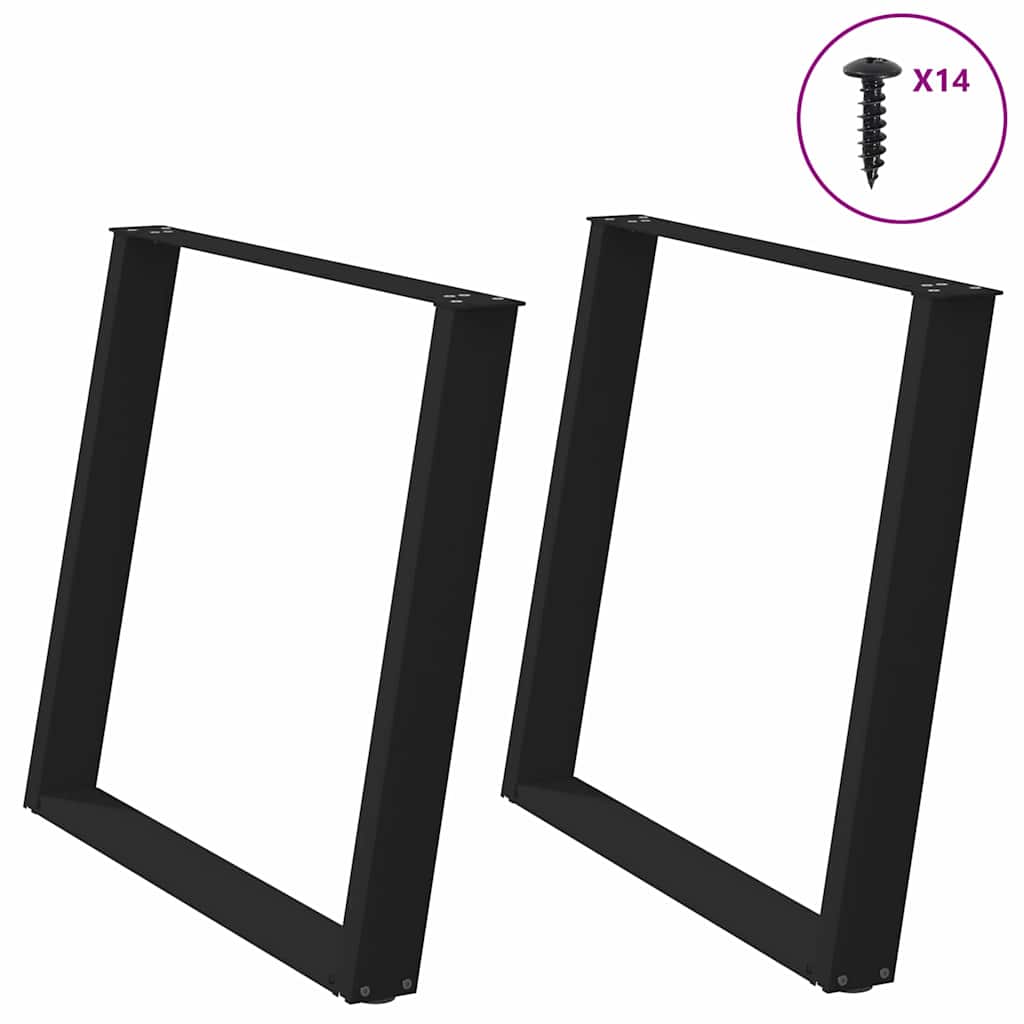 Levně vidaXL Nohy k jídelnímu stolu ve tvaru U, 2 ks, černé, 90 x (72-73) cm, ocel