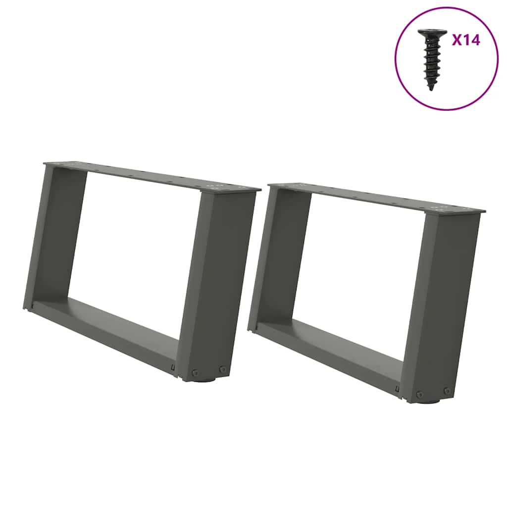 Levně vidaXL Nohy konferenčního stolku ve tvaru U 2 ks antracitové 70 x (30-31) cm ocelové