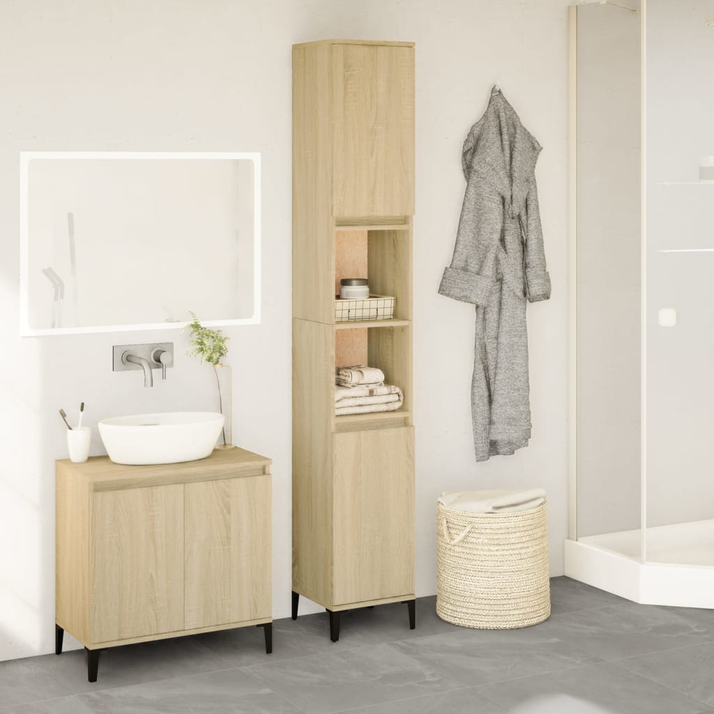 Levně vidaXL Koupelnová skříňka dub sonoma 30 x 30 x 190 cm kompozitní dřevo