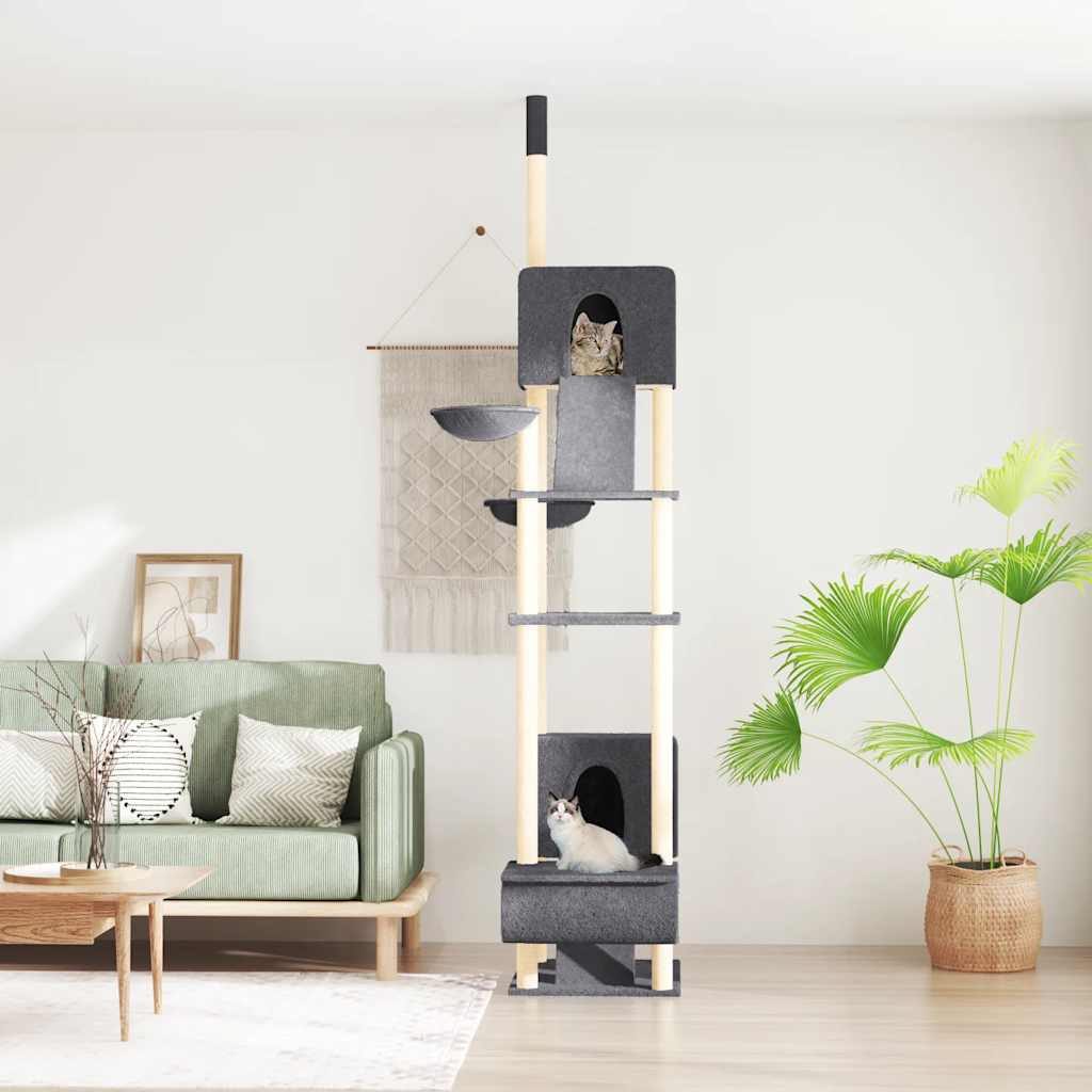 Levně vidaXL Kočičí strom ke stropu tmavě šedý 277–303 cm