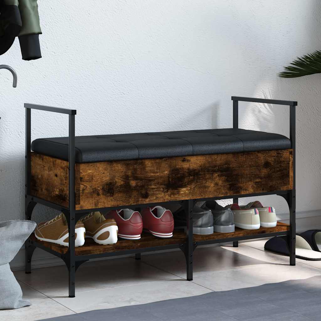 Levně vidaXL Lavice s botníkem kouřový dub 85,5x42x57,5 cm kompozitní dřevo