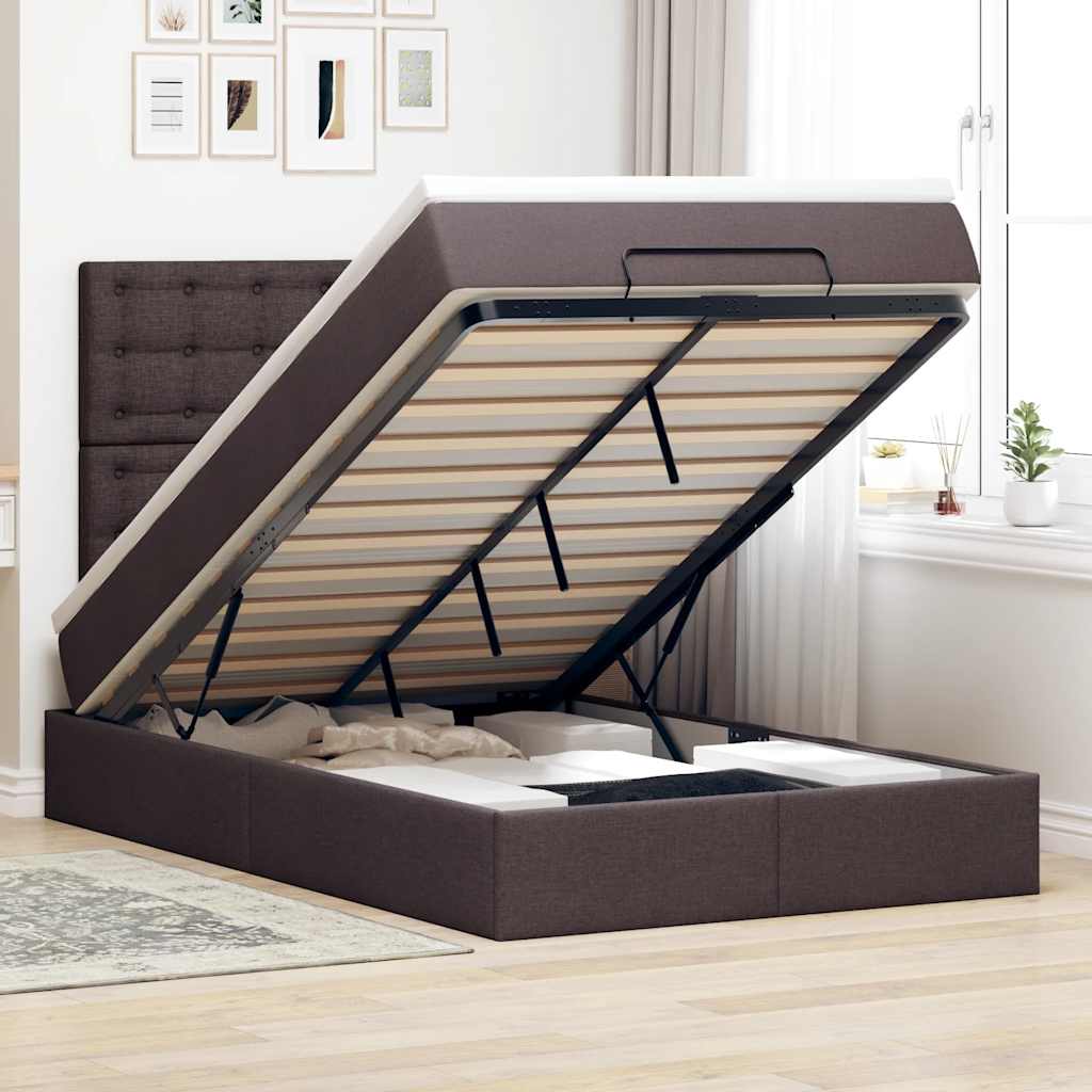 Levně vidaXL Osmanský rám postele s matrací tmavě hnědá 120x190cm textil