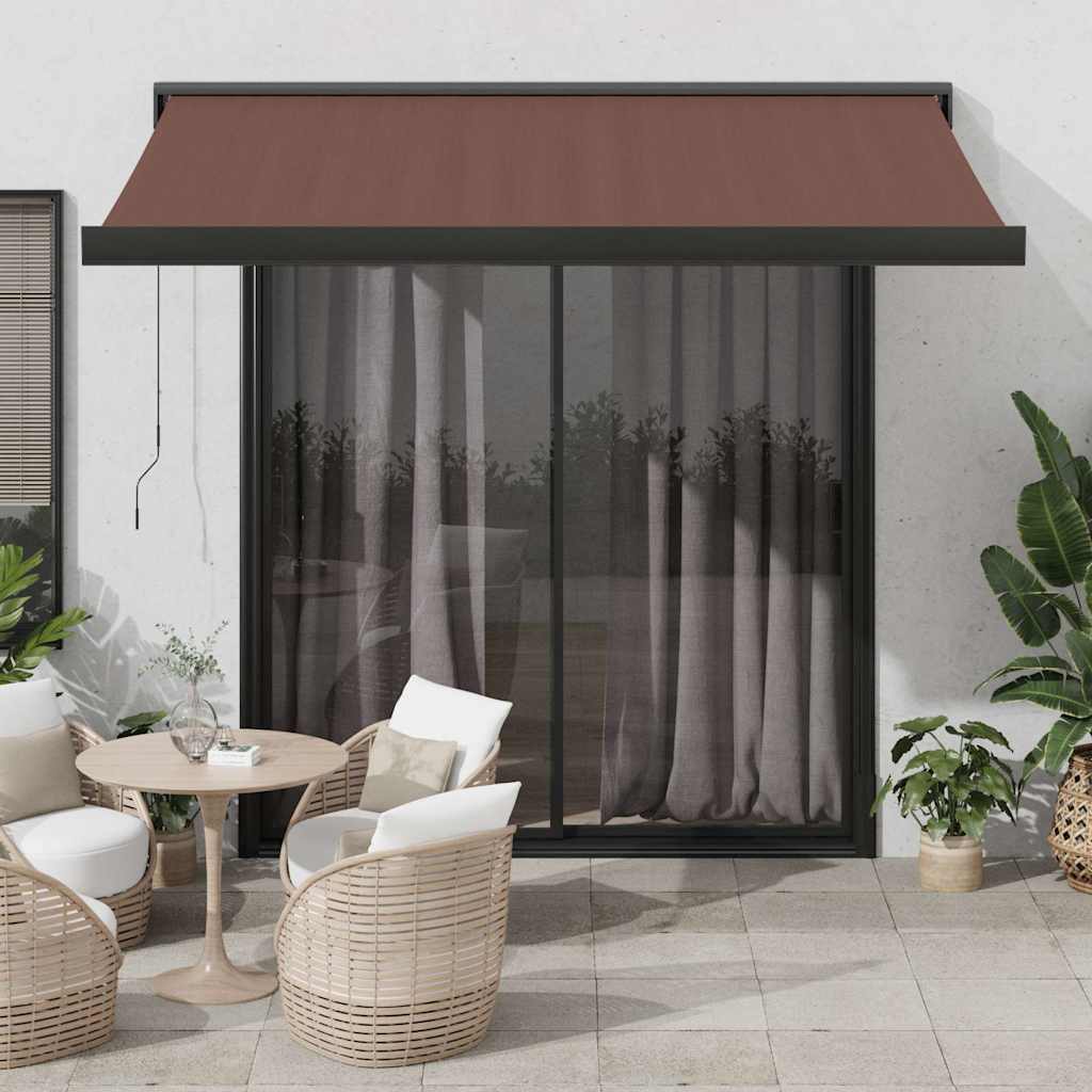 Levně vidaXL Automatická zatahovací markýza hnědá 350 x 250 cm