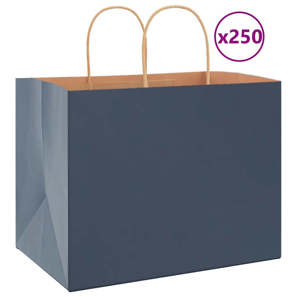 Levně vidaXL Papírové tašky 250 ks s uchy Modrá 32x22x24 cm