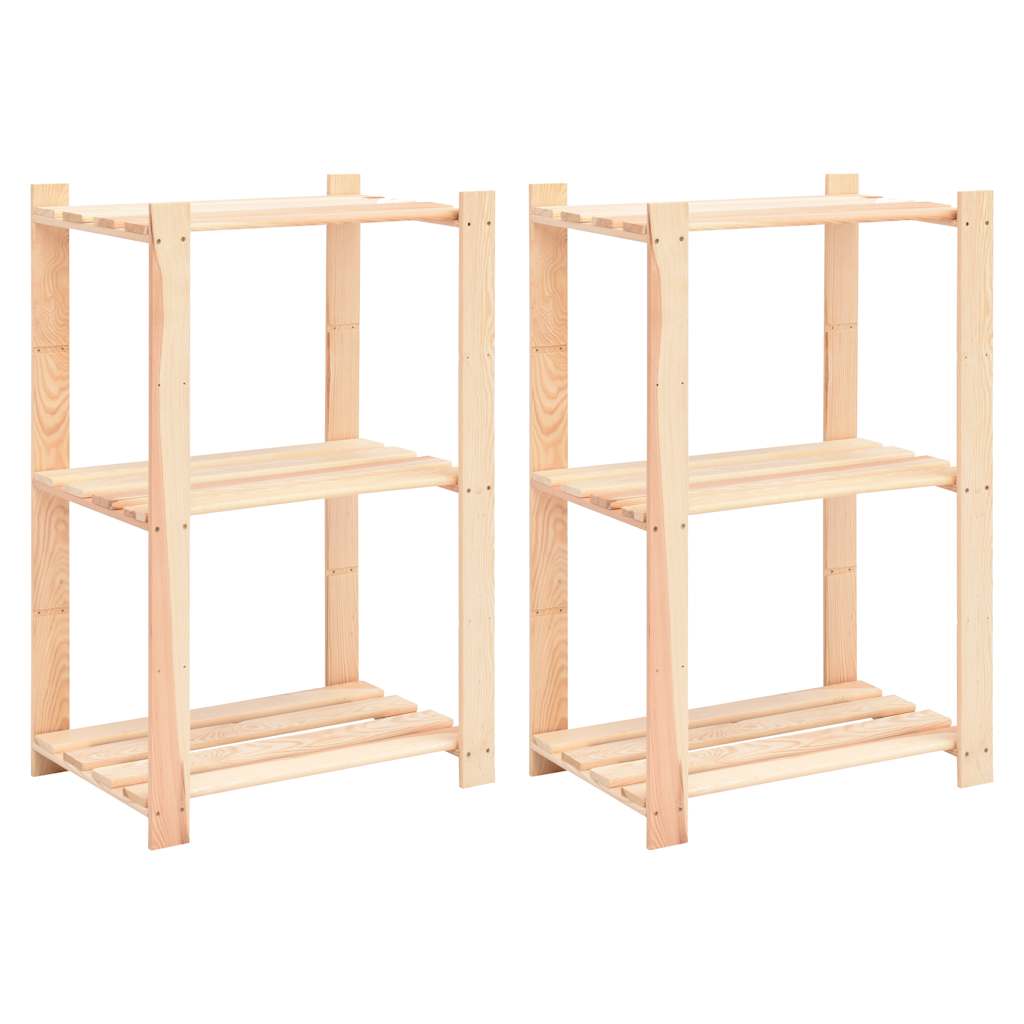 Levně vidaXL Regály 3 police 2 ks 60 x 38 x 90 cm masivní borovice 150 kg