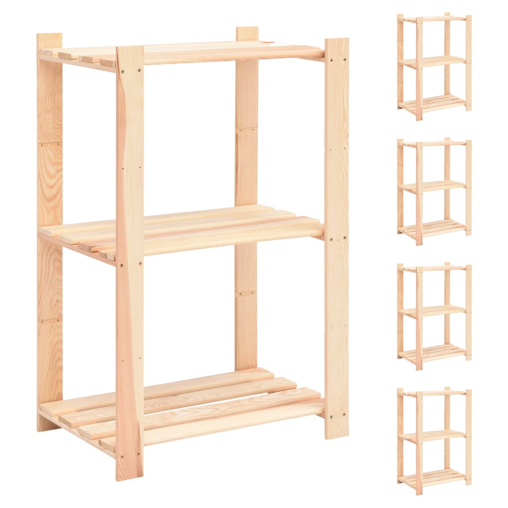 Levně vidaXL Regály 3 police 5 ks 60 x 38 x 90 cm masivní borovice 150 kg