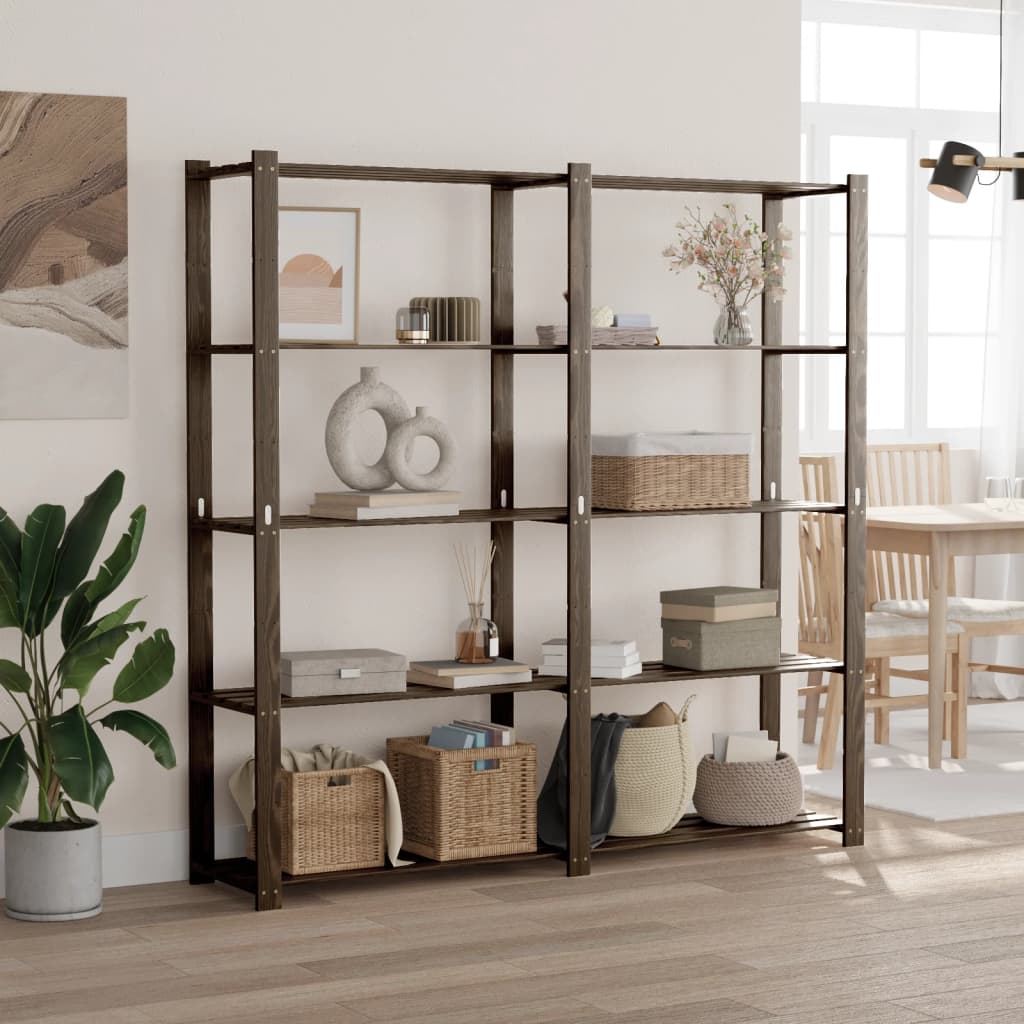 Levně vidaXL 5patrový úložný regál černý 170x38x170 cm masivní borové dřevo