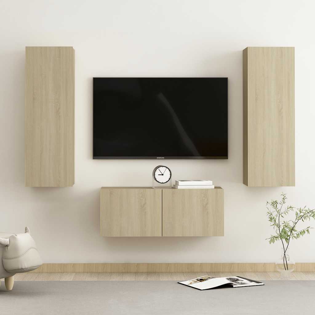 Levně vidaXL 3dílný set TV skříněk dub sonoma kompozitní dřevo
