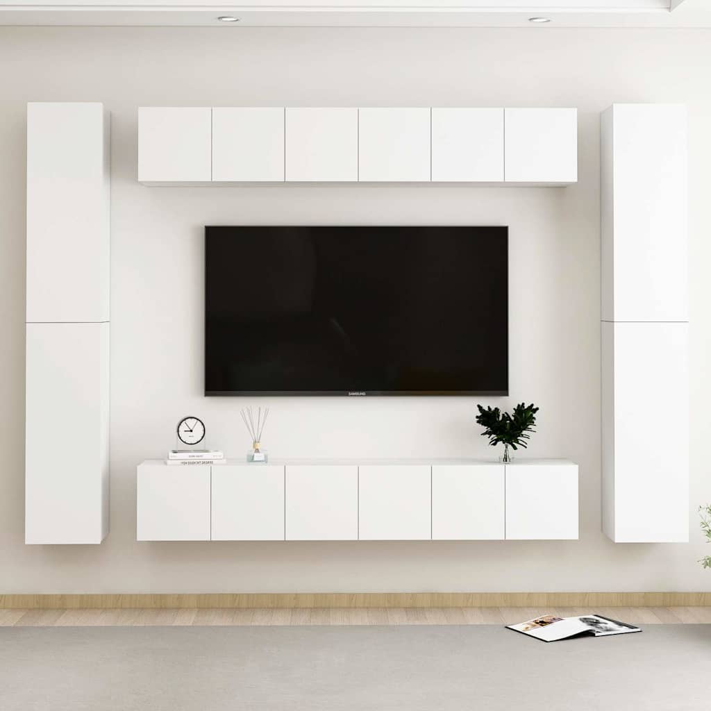 Levně vidaXL 10dílný set TV skříněk bílý kompozitní dřevo