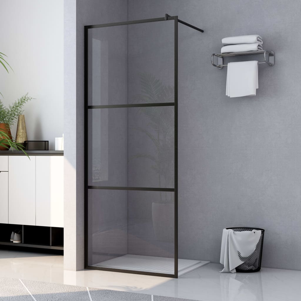 Levně vidaXL Zástěna do průchozí sprchy čiré ESG sklo černá 80 x 195 cm