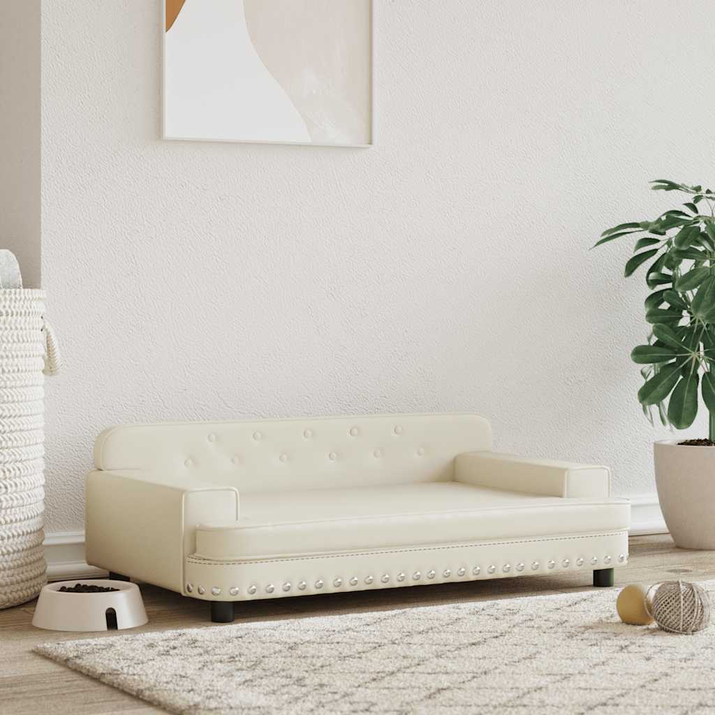 Levně vidaXL Pelíšek pro psy krémový 90 x 53 x 30 cm umělá kůže