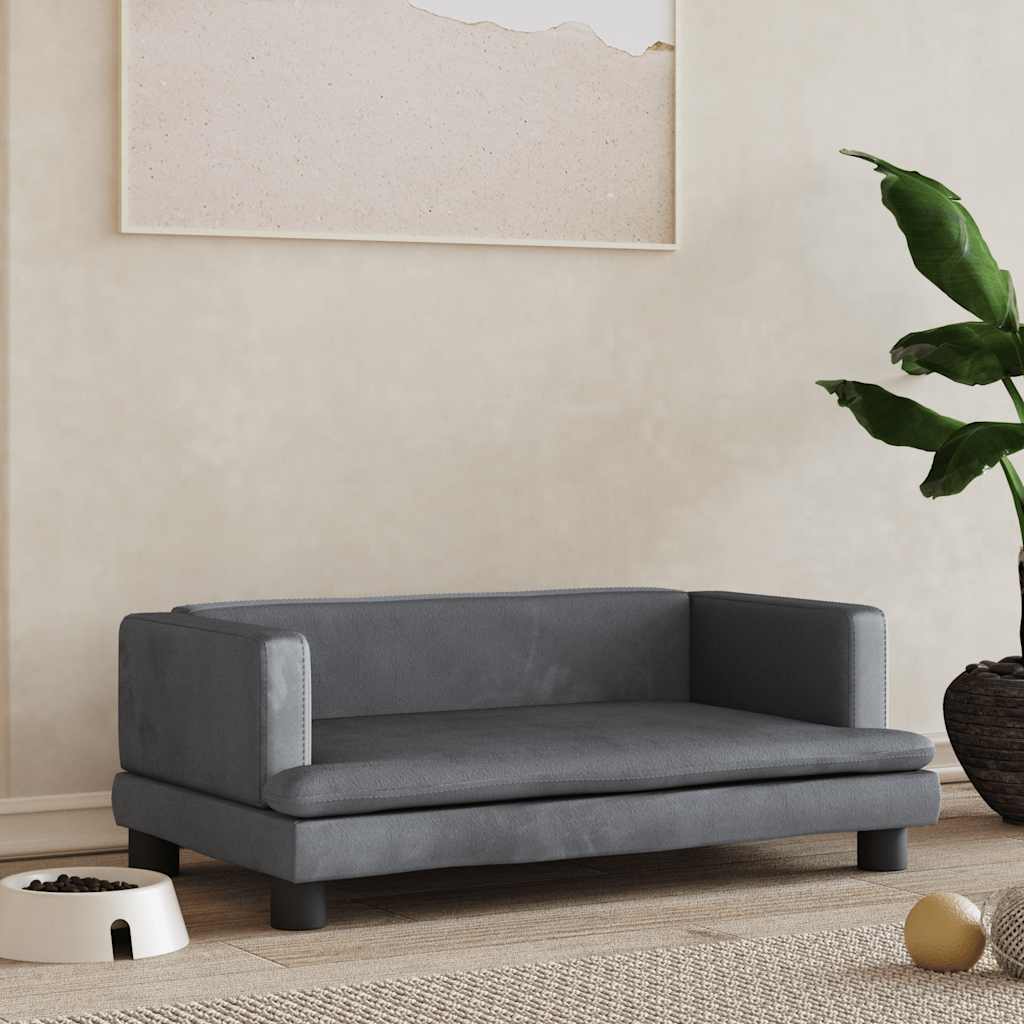 Levně vidaXL Pelíšek pro psy tmavě šedý 80 x 45 x 30 cm samet