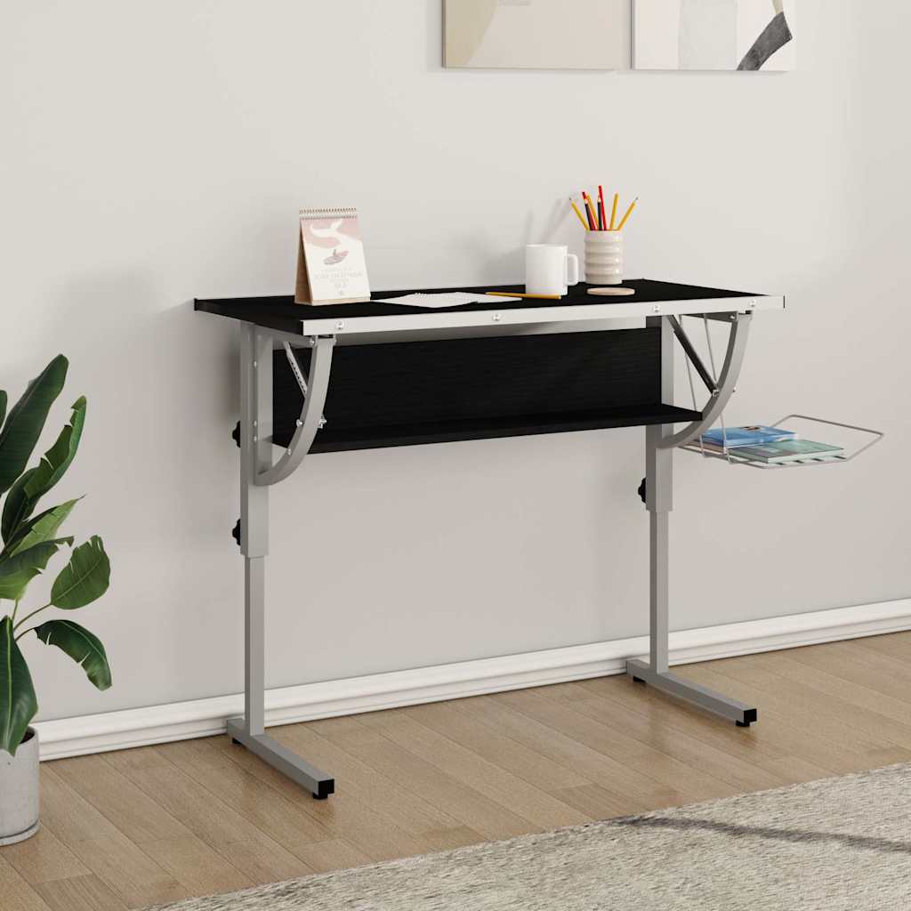 Levně vidaXL Řemeslný stůl černý a šedý 110x53x(58–87) cm kompozit a ocel