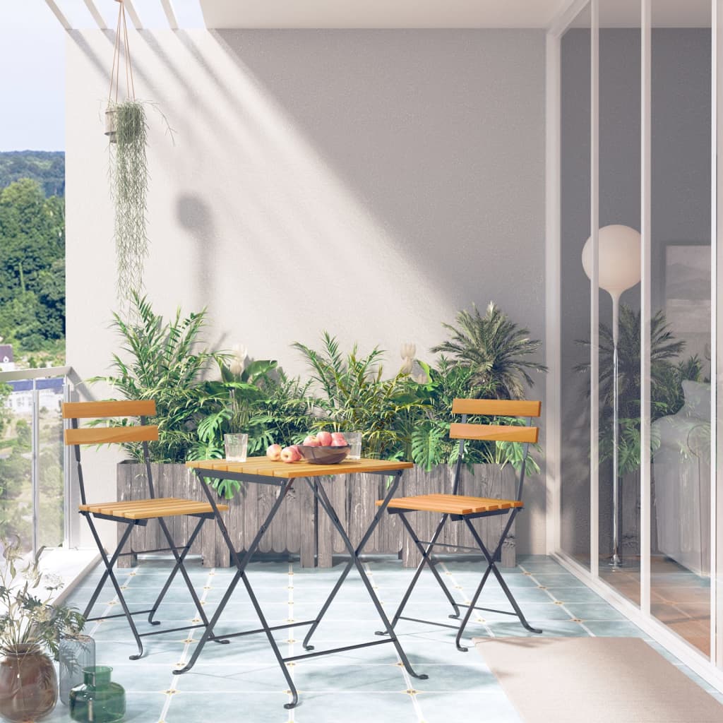Levně vidaXL 3dílný skládací bistro set masivní akáciové dřevo