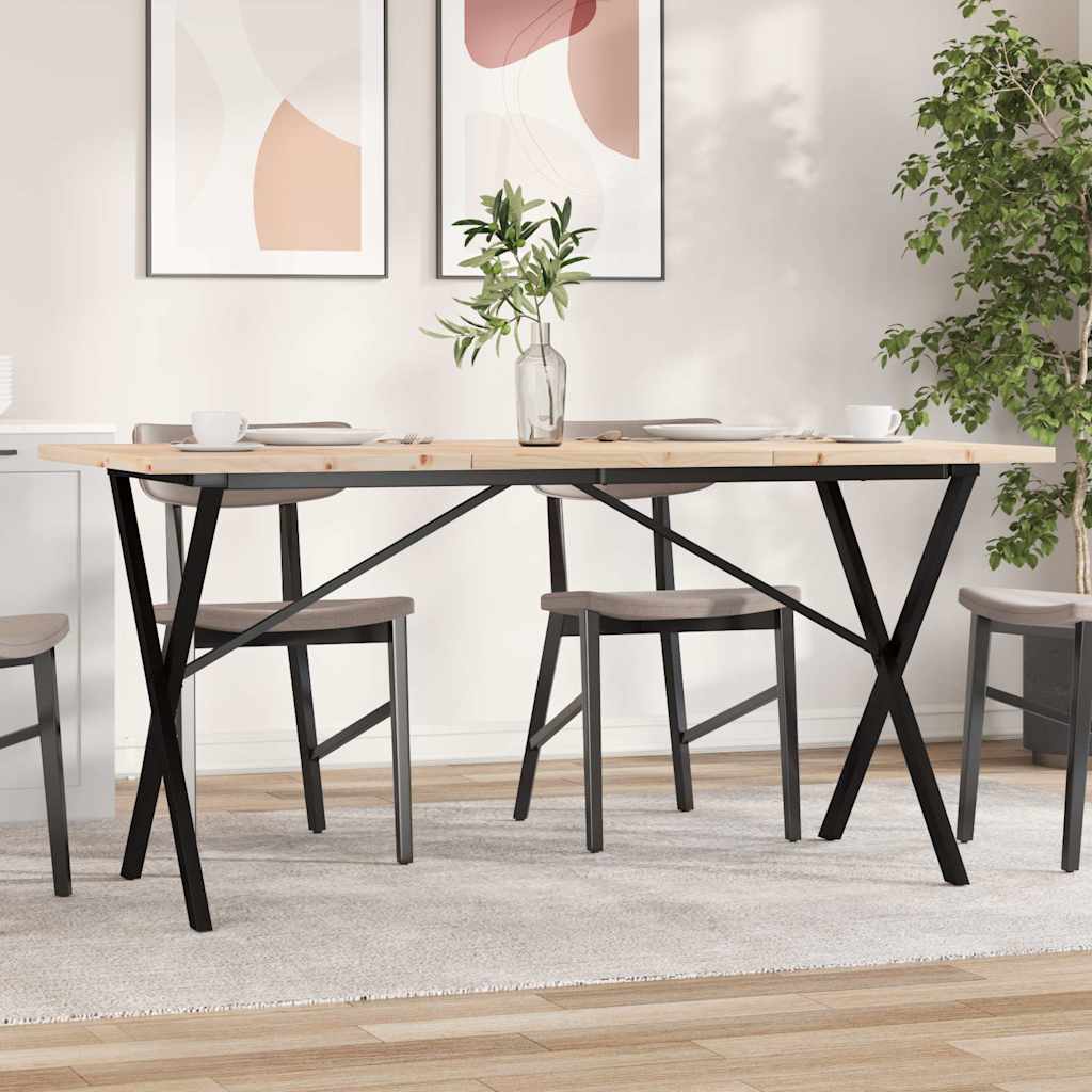 Levně vidaXL Jídelní stůl s X rámem 140 x 80 x 75,5 cm borové dřevo a ocel