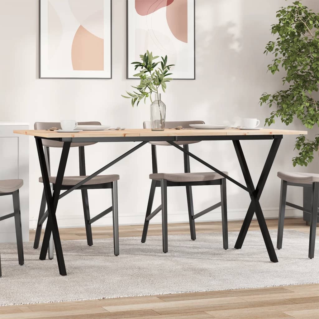 Levně vidaXL Jídelní stůl s X rámem 140 x 80 x 75 cm borové dřevo a ocel