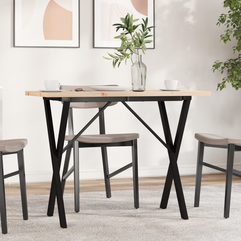 Levně vidaXL Jídelní stůl s X rámem 100 x 50 x 75,5 cm borové dřevo a ocel